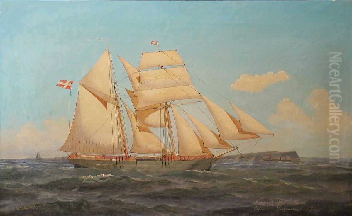The scooner Spekolandt, Capt. Jorgensen. Oil Painting by Carl Julius Emil Olsen
