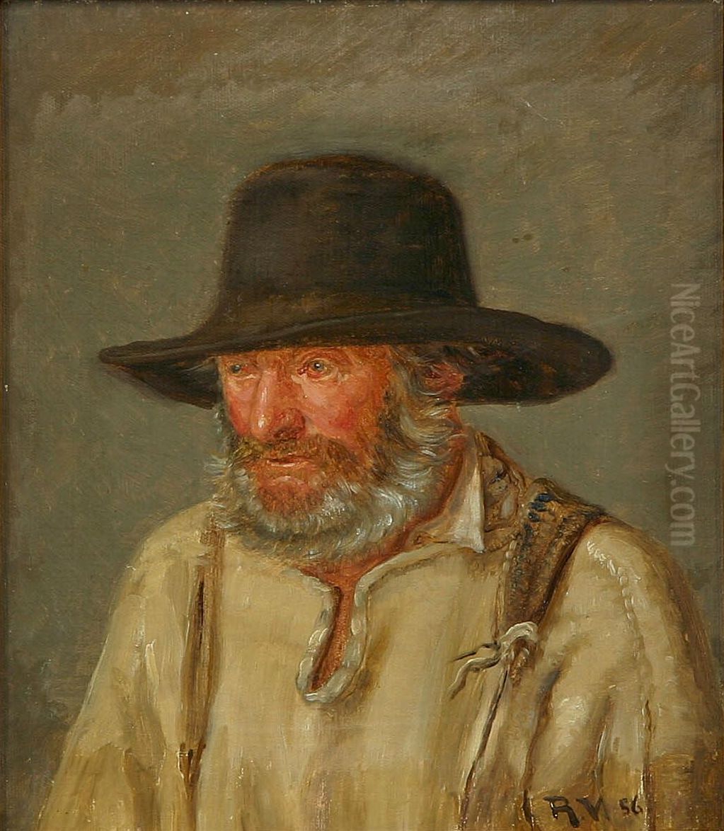Portrait of a fisherman. Oil Painting by Christian Rudolph Vogelsang