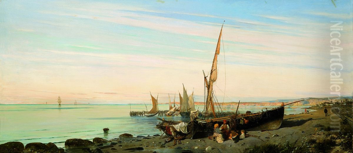 Along the coast Oil Painting by Konstantinos Volanakis