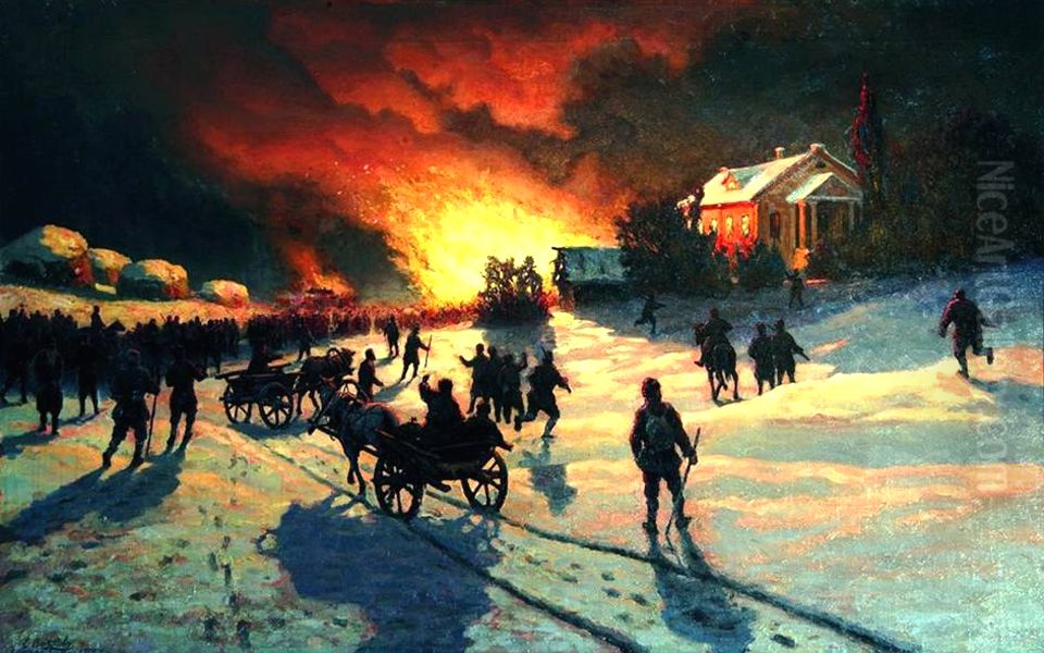 The Fire Oil Painting by Yefim Volkov