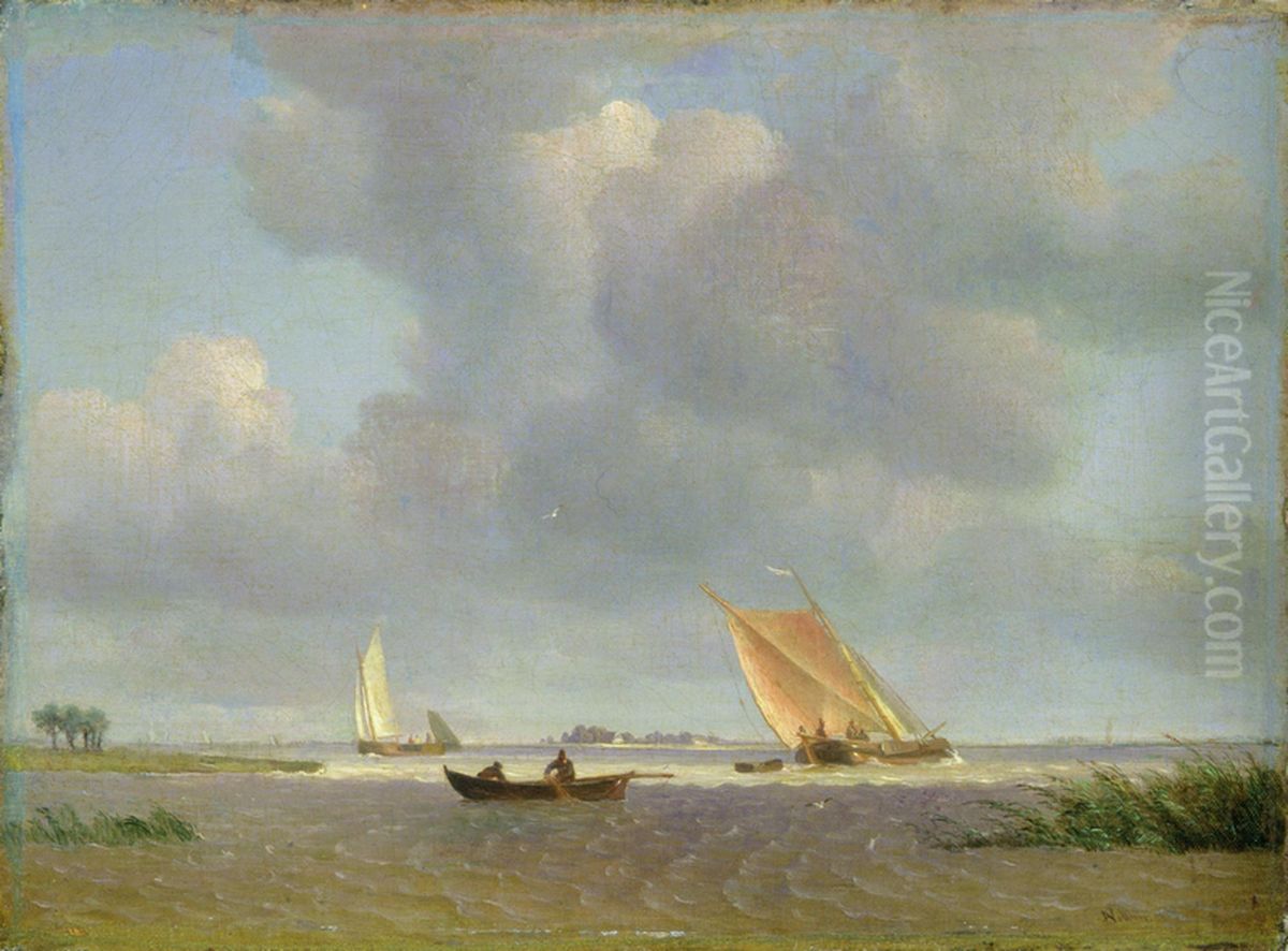 Die Elbe bei Blankenese (Frische Brise auf der Elbe) Oil Painting by Adolph Friedrich Vollmer