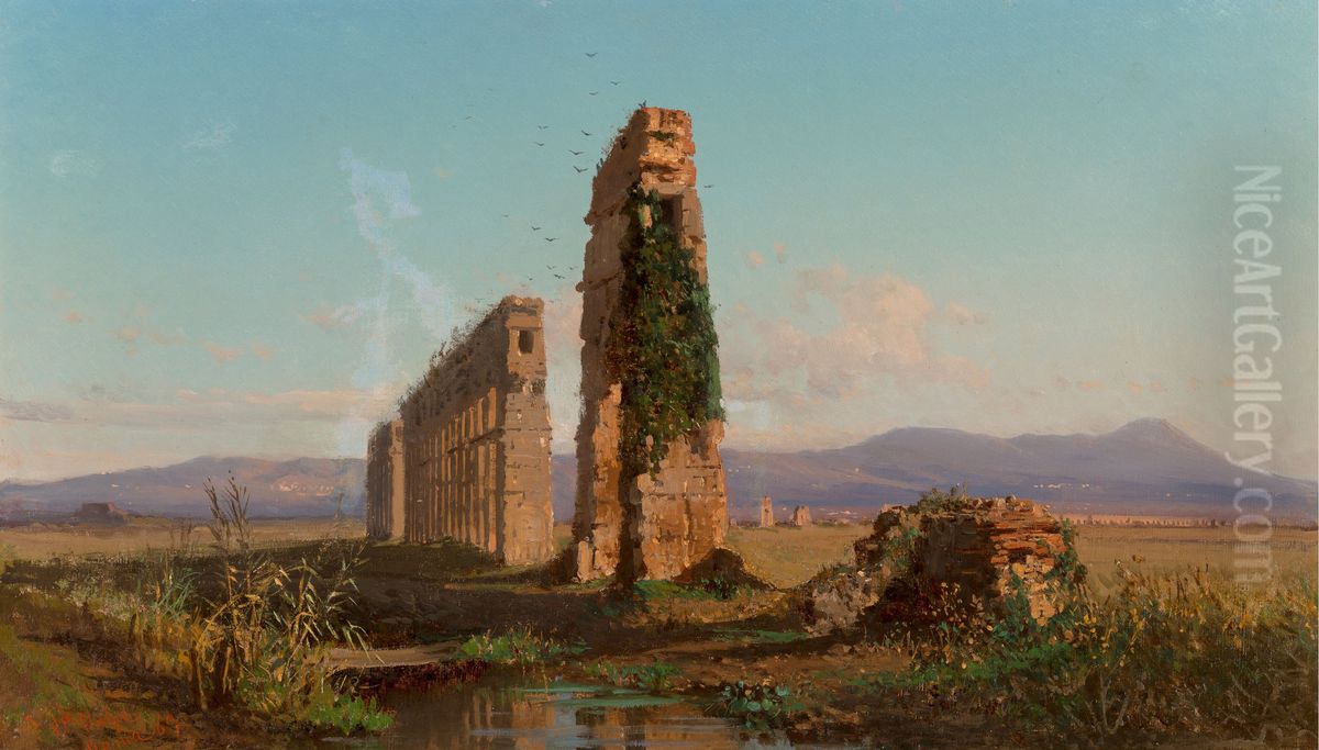Ruins of the Aqueduct on the Roman Campagna Oil Painting by Alessandro la Volpe