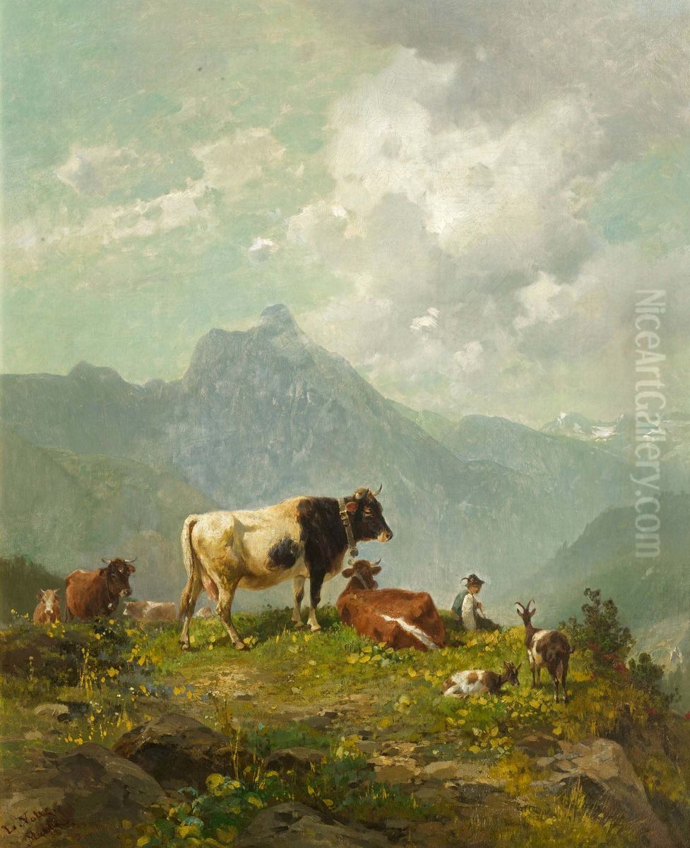 Hirtenjunge in den Bergen Oil Painting by Ludwig Gustav Voltz