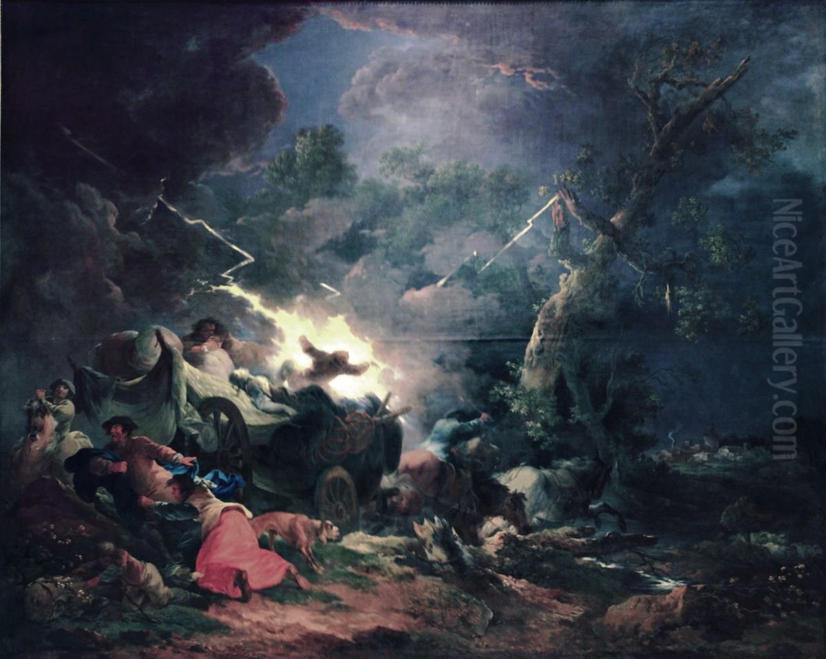 Paysans surpris par un orage Oil Painting by Francesco Giuseppe Casanova