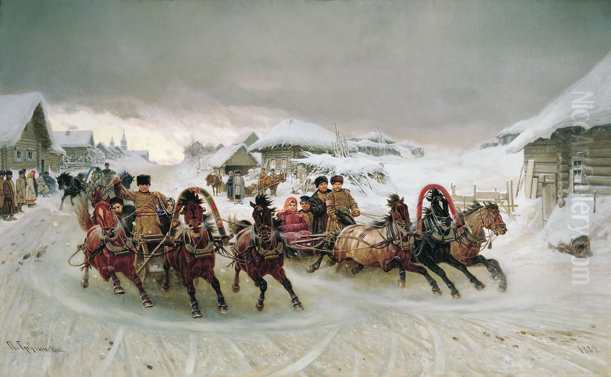 Carnival Oil Painting by Pyotr Gruzinsky