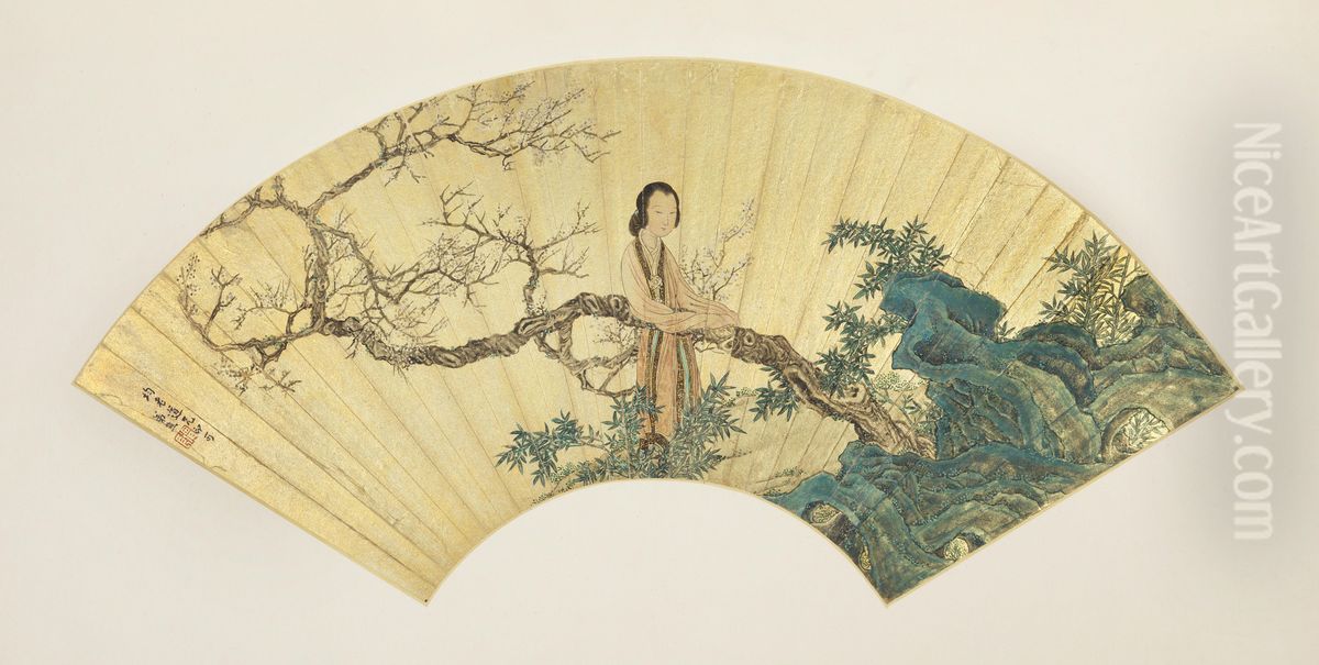 <<ren xiong mei hua shi nu tu shan>> Oil Painting by Ren Xiong