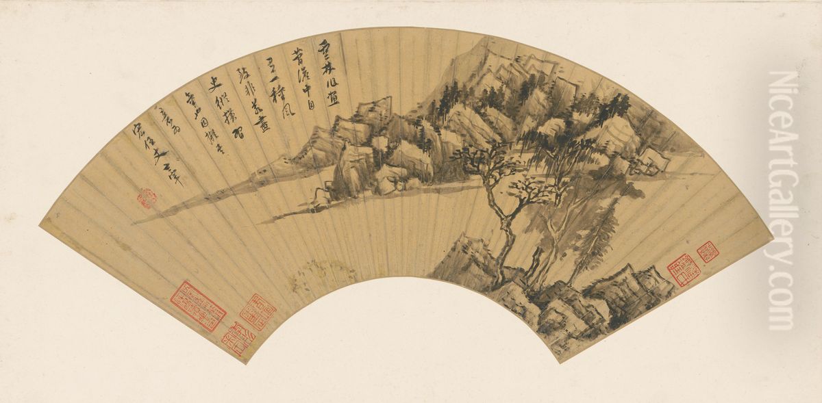 <<dong qi chang fang ni shan shui tu shan ye>> Oil Painting by Dong Qichang