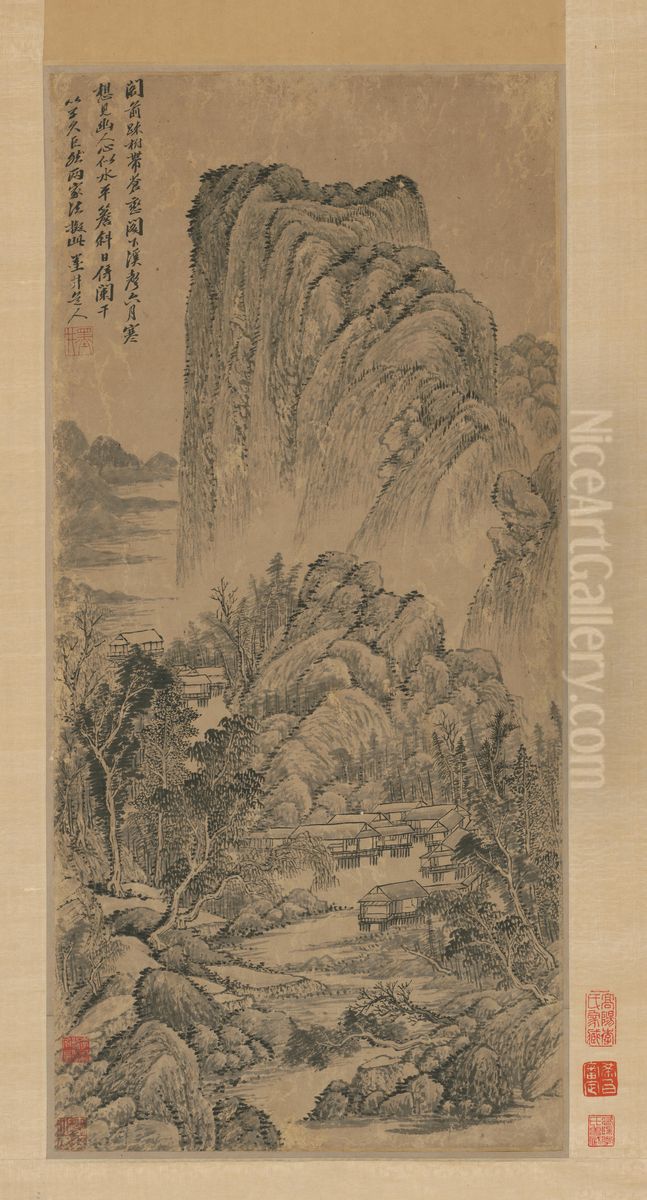 <<wu li shan shui tu zhou>> Oil Painting by Wu Li