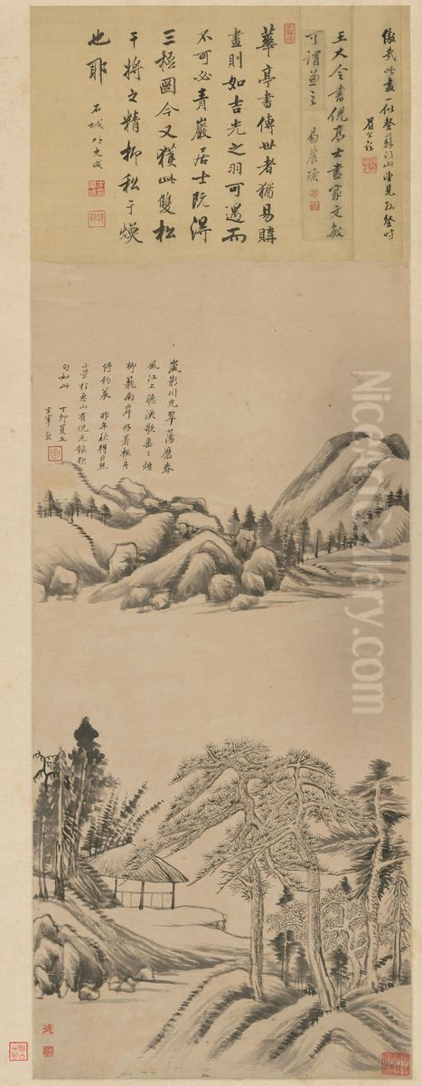 <<dong qi chang fang ju ran shan shui zhou>> Oil Painting by Dong Qichang