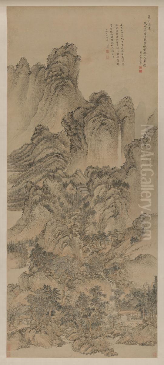 <<wang hui xia shan gao yin zhou>> Oil Painting by Wang Hui