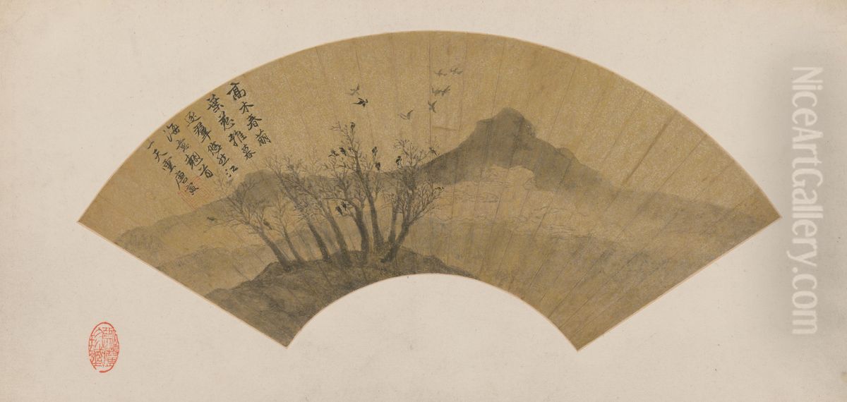 <<tang yin gao mu ci ya tu shan>> Oil Painting by Tang Yin