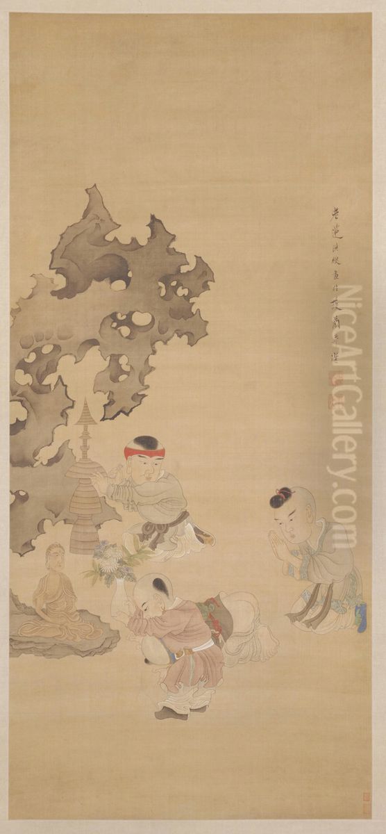 <<chen hong shou xi ying zhou>> Oil Painting by Chen Hongshou