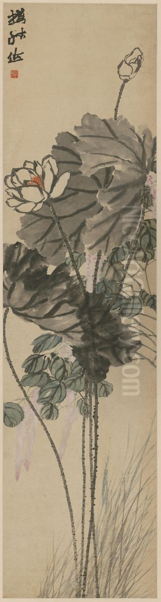 <<zhao zhi qian hua hui tiao ping>> Oil Painting by Zhao Zhiqian