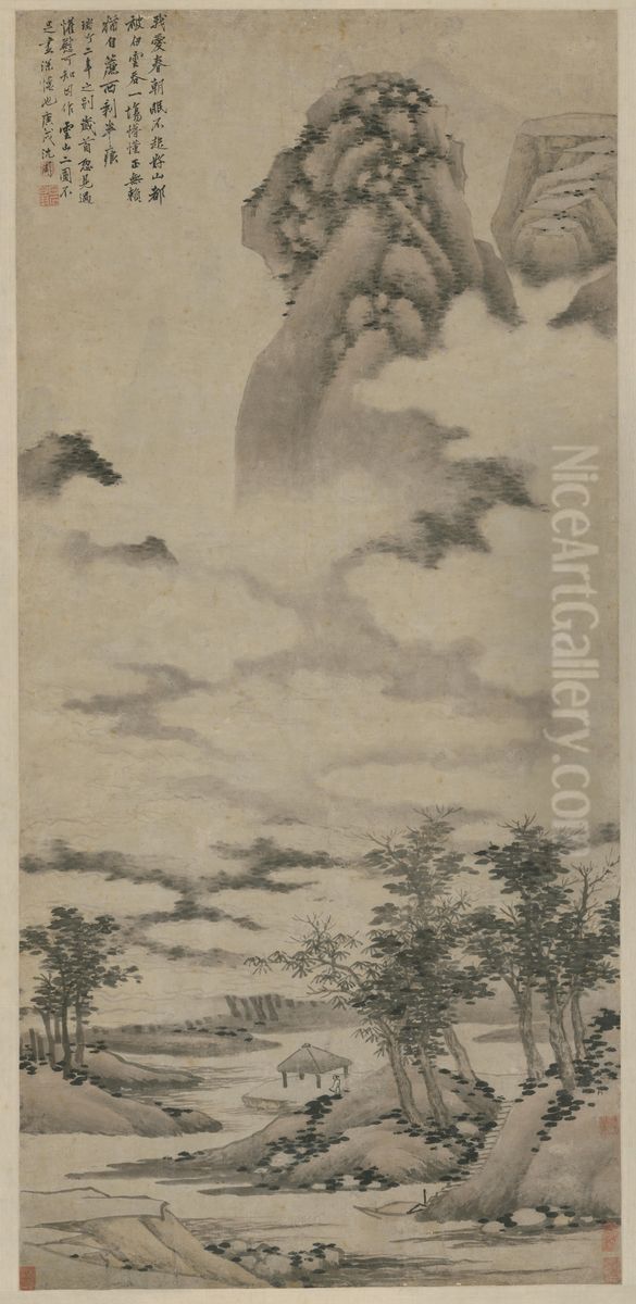 <<chen zhou yun shan tu zhou>> Oil Painting by Shen Zhou