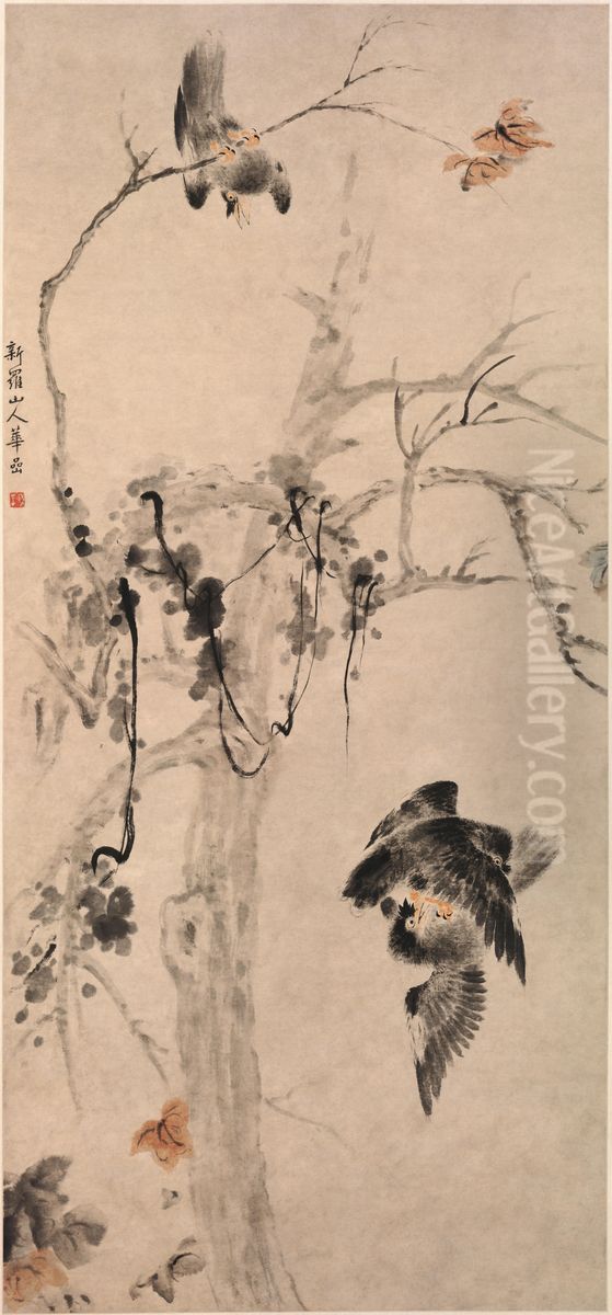 <<hua nie qiu shu dou qin tu zhou>> Oil Painting by Hua Yan