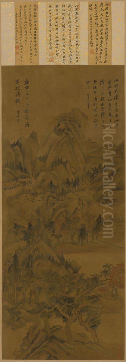 <<dong qi chang shan shui zhou>> Oil Painting by Dong Qichang