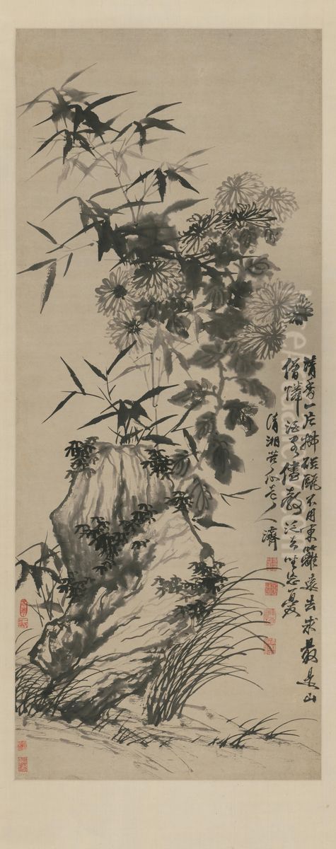 <<shi tao zhu ju xiu shi tu zhou>> Oil Painting by Shitao Daoji