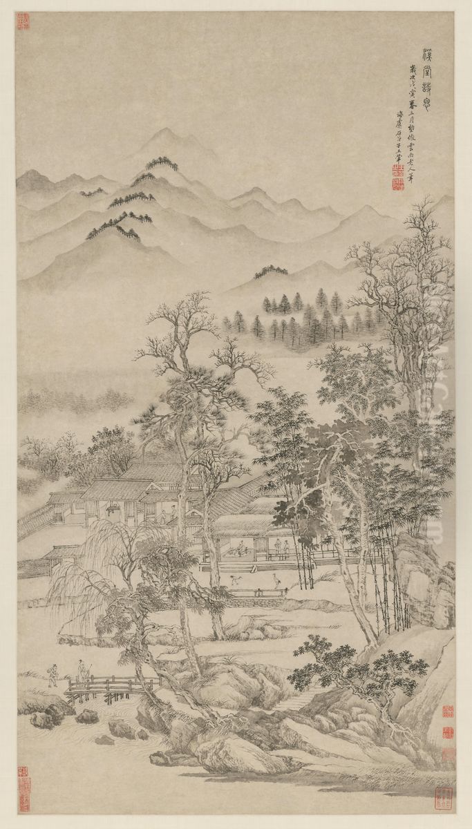 <<wang hui xi tang shi si tu zhou>> Oil Painting by Wang Hui