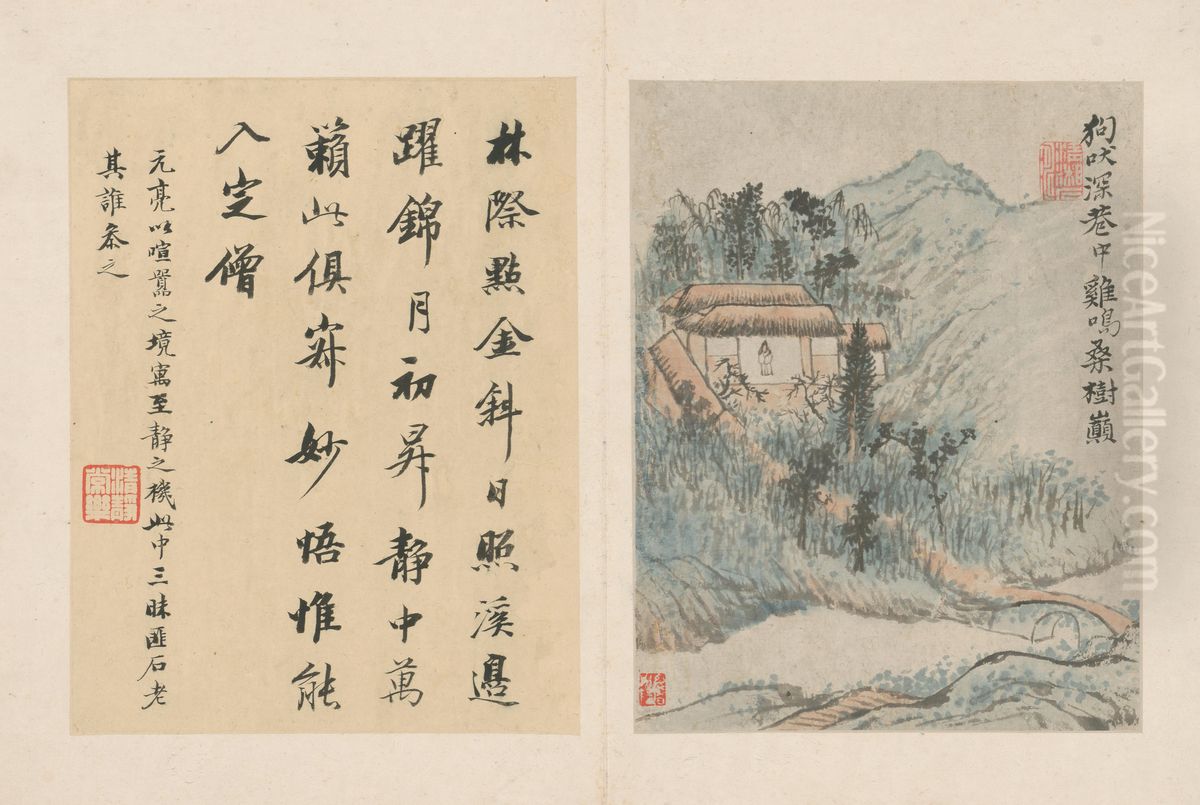 <<shi tao tao yuan ming shi yi tu ce>> Oil Painting by Shitao Daoji