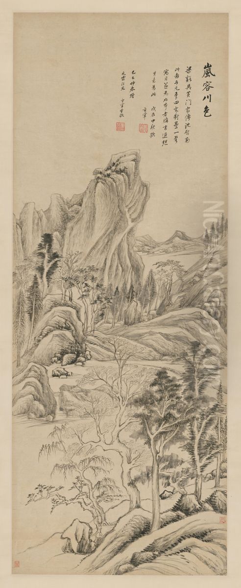 <<dong qi chang lan rong chuan se tu zhou>> Oil Painting by Dong Qichang