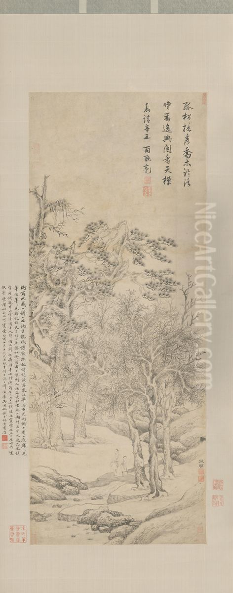 <<wen zheng ming lin xi you shang zhou>> Oil Painting by Wen Zhengming