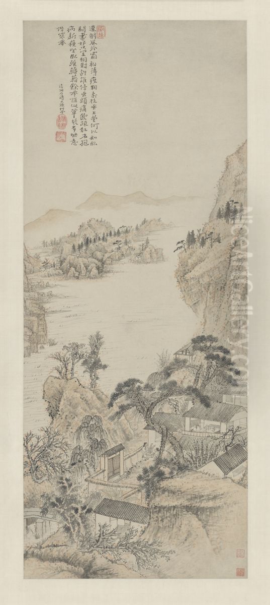 zhong wen: shi tao dui ju tu zhou Oil Painting by Shitao Daoji