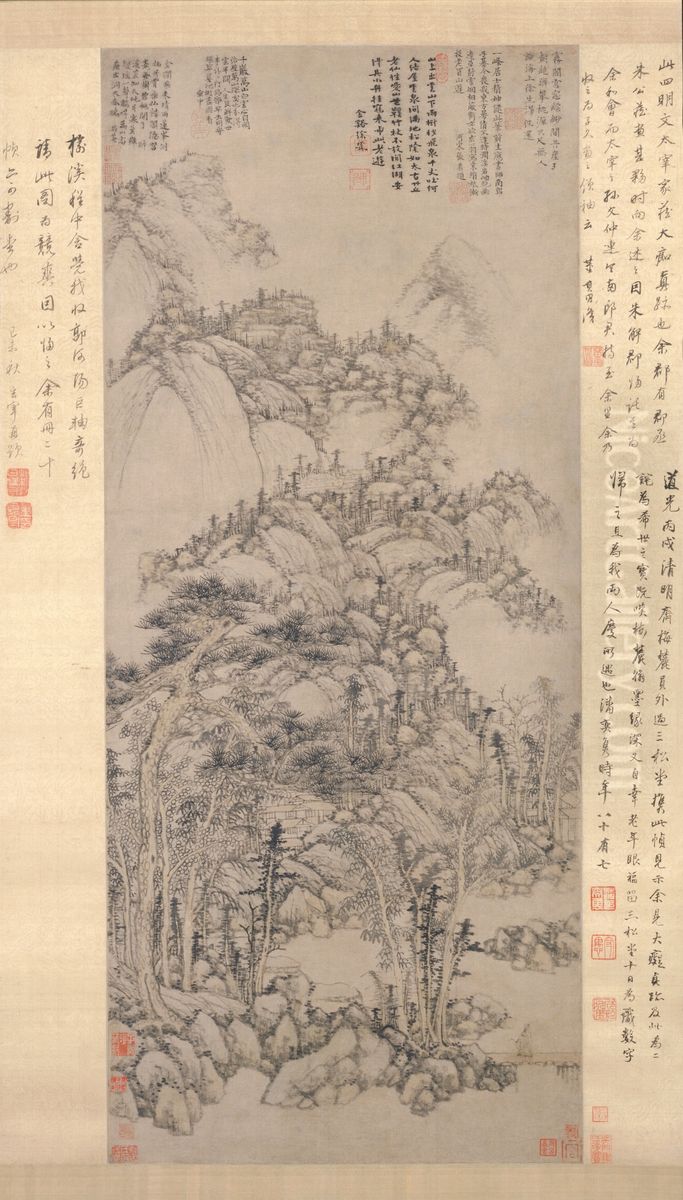 <<huang gong wang dan ya yu shu tu zhou>> Oil Painting by Huang Gongwang