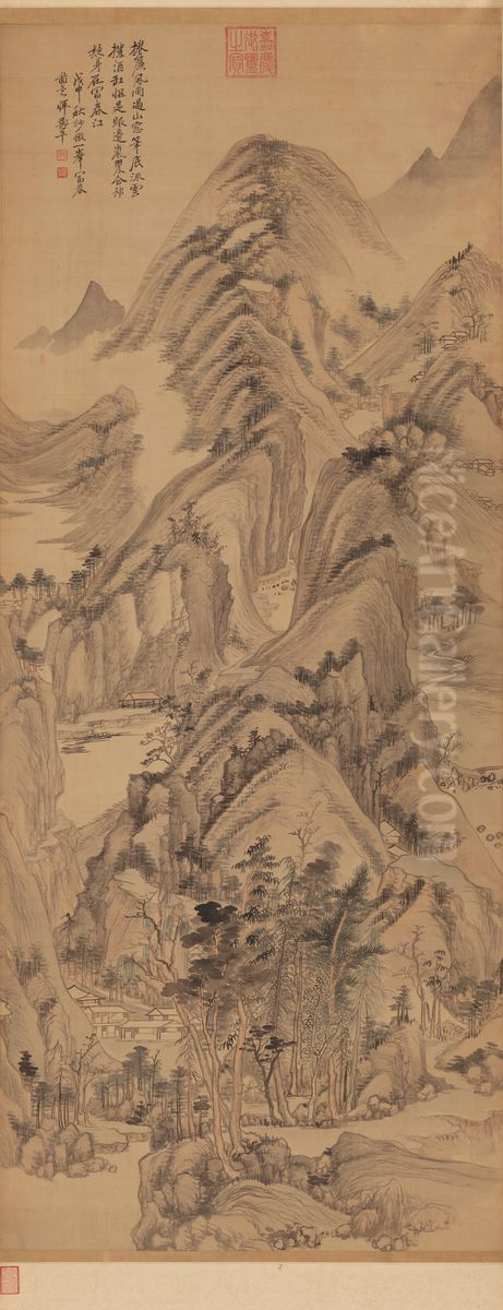 <<yun shou ping fu chun shan tu zhou>> Oil Painting by Yun Shouping