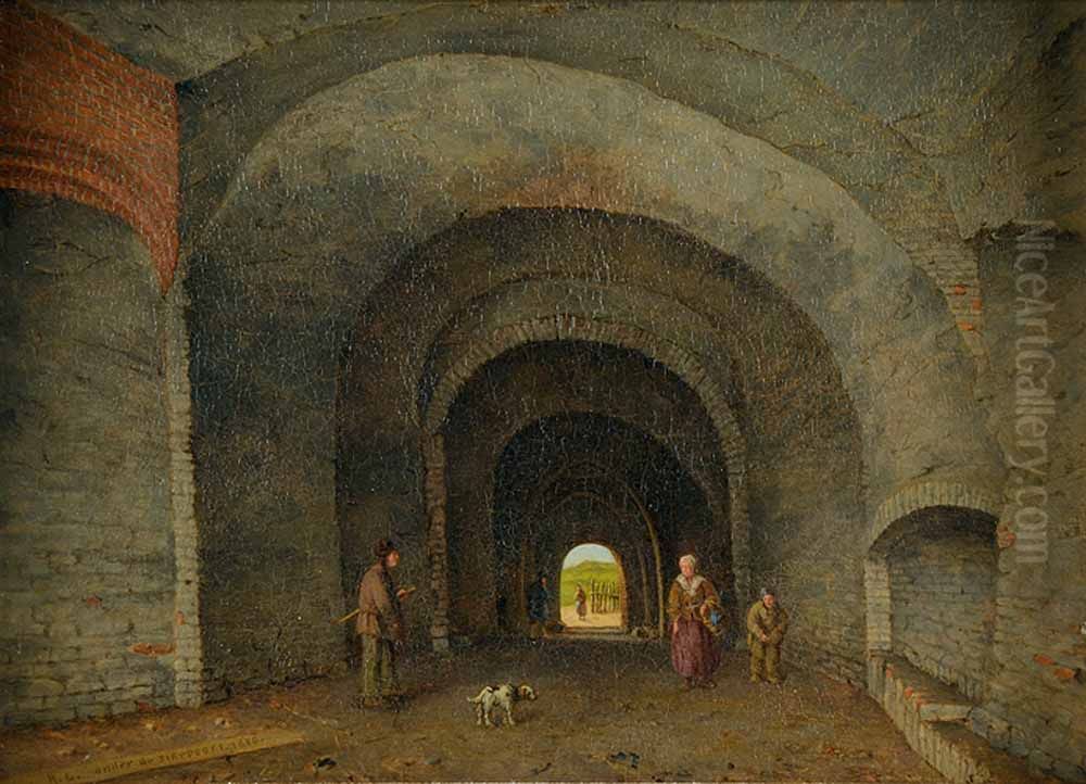 Gezicht vanuit de Ziekerstraat door de Ziekerpoort te Nijmegen Oil Painting by Rudolphus Lauwerier