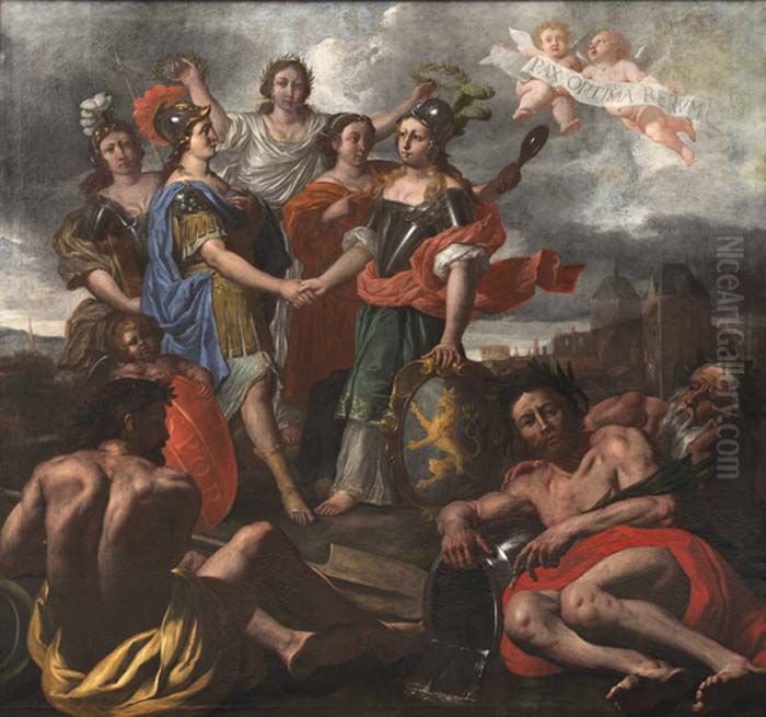 Het verbond tussen Bataven en Romeinen Oil Painting by Nicolaes de Helt Stockade