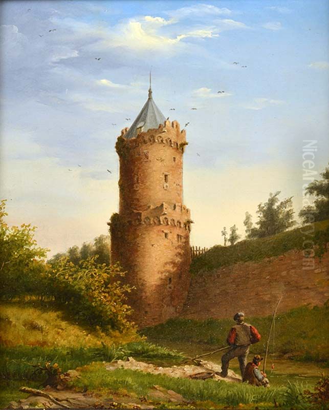 Gezicht op de Kronenburgertoren in Nijmegen Oil Painting by Rudolphus Lauwerier
