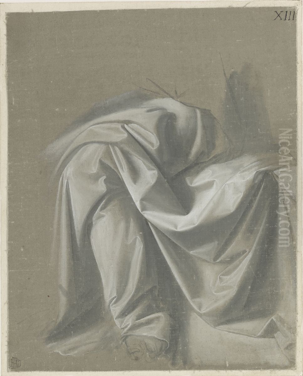 Study of Drapery Oil Painting by Leonardo Da Vinci