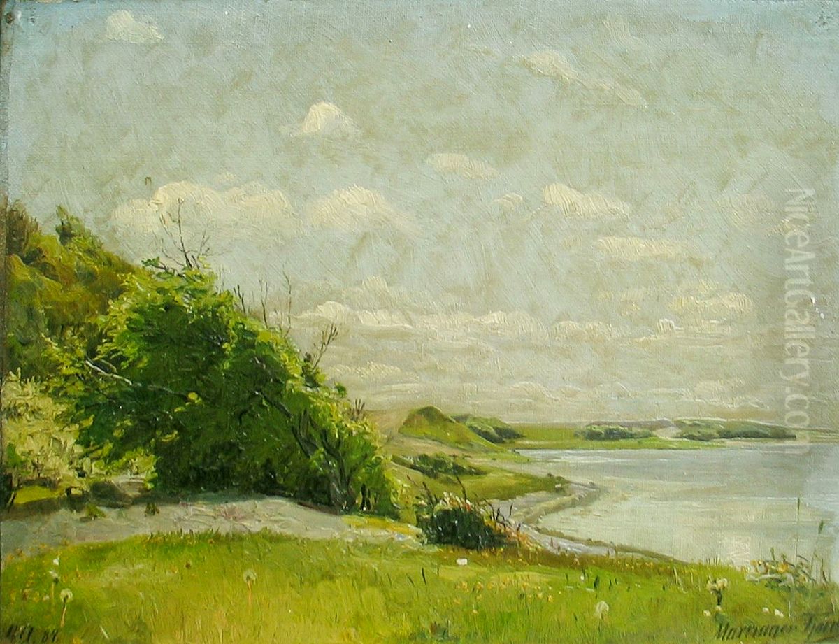 View from Mariager Fjord. Oil Painting by Georg Achen