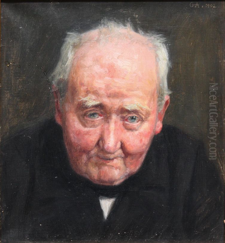 Portraet af Fyrmester J.O.T. Boving. Oil Painting by Georg Achen