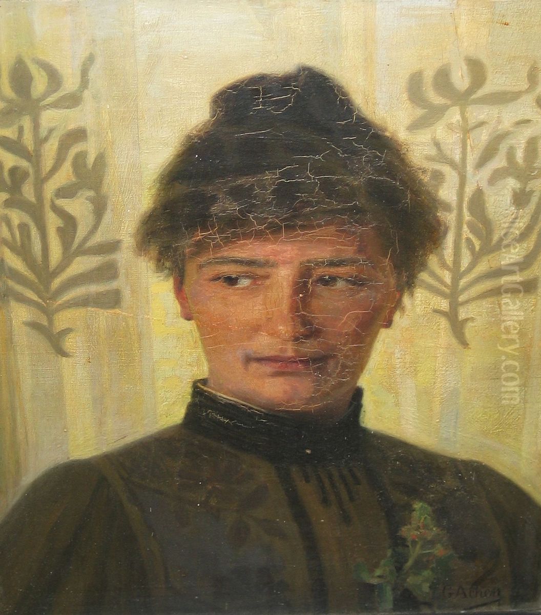 Portrait of Amalie Skram. Oil Painting by Georg Achen