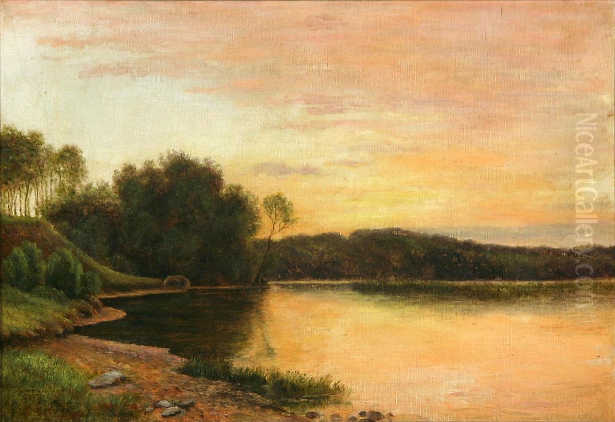 Landscape at Salten Langso. Oil Painting by Carl Frederik Aagaard