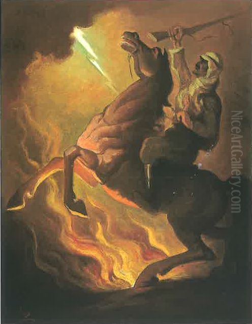 alnhdt. Oil Painting by Moustafa Farroukh