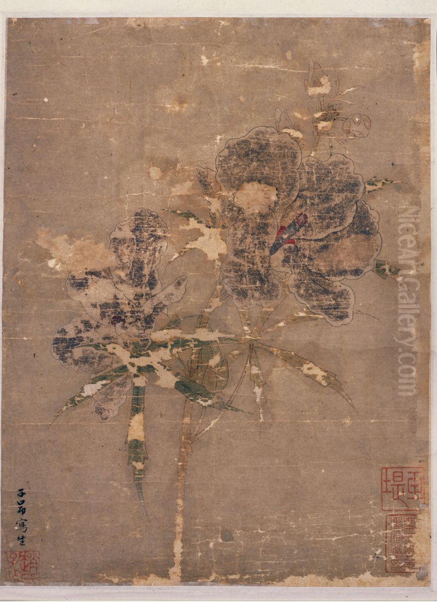 <<zhao meng fu kui hua tu zhou>> Oil Painting by Zhao Mengfu