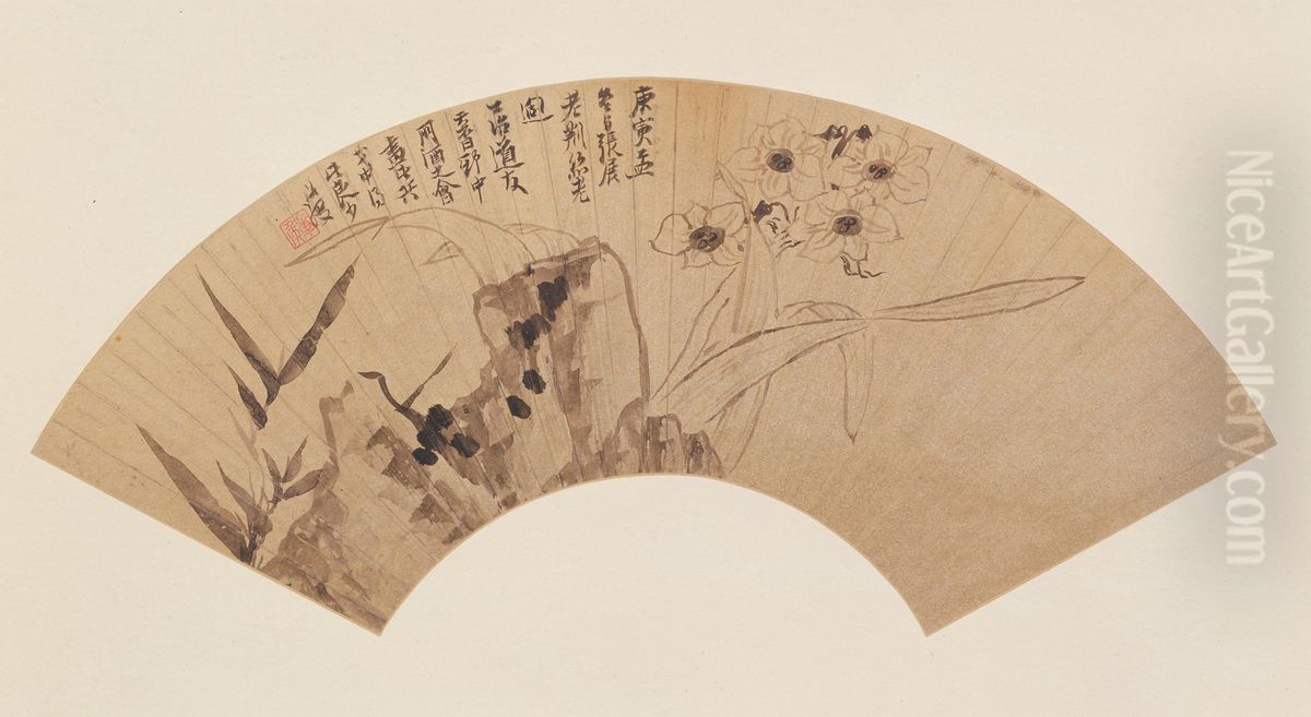 <<chen hong shou shui xian zhu shi tu shan ye>> Oil Painting by Chen Hongshou