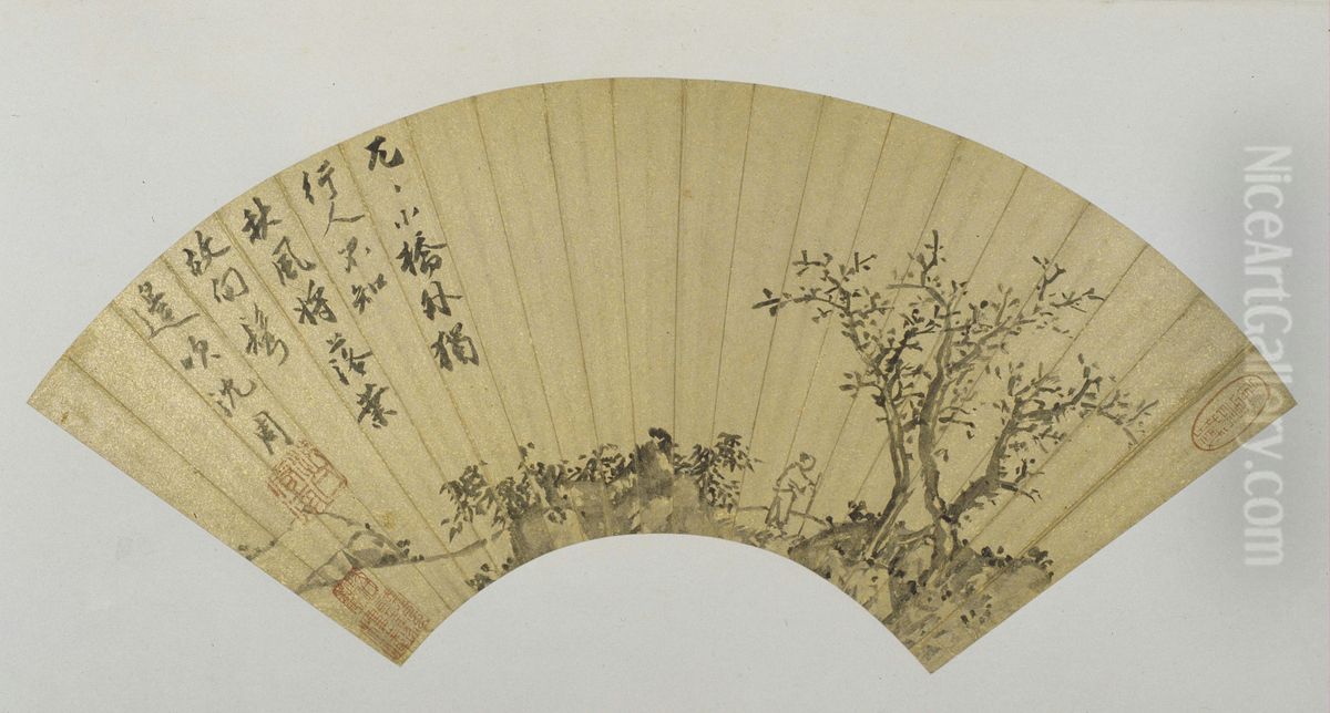 <<chen zhou <<qiu lin tu>> shan ye>> Oil Painting by Shen Zhou