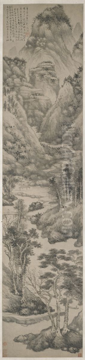 <<chen zhou fang dong ju shan shui tu zhou>> Oil Painting by Shen Zhou