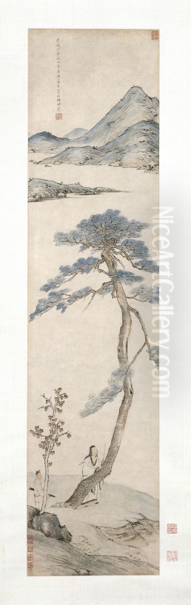 <<cheng jia sui gu song gao shi tu zhou>> Oil Painting by Cheng Jiasui