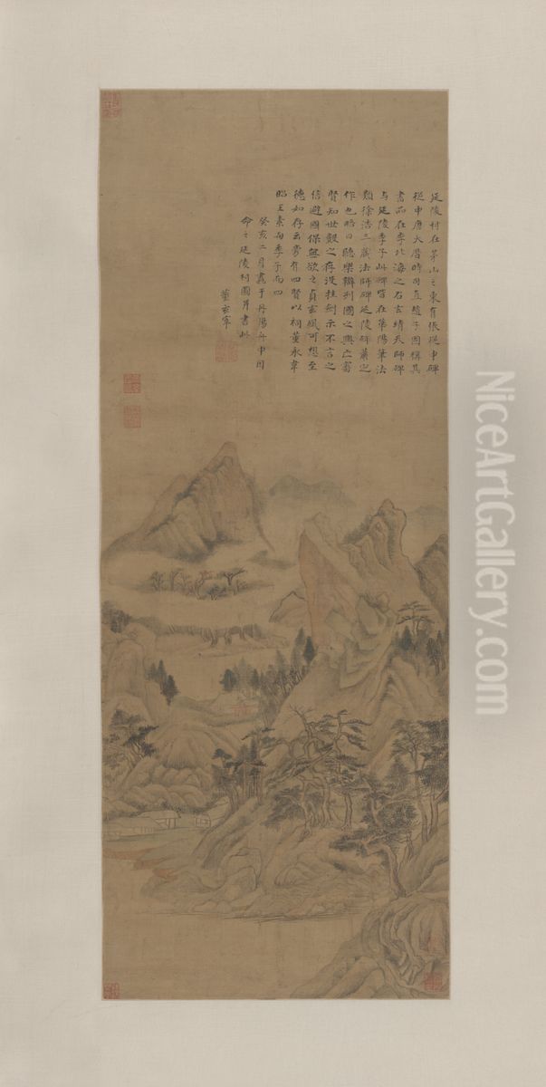 <<dong qi chang yan ling cun tu zhou>> Oil Painting by Dong Qichang