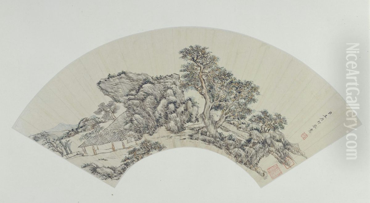 <<wang yuan qi shan shui tu shan ye>> Oil Painting by Wang Yuanqi