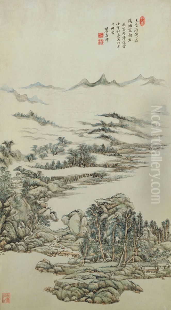 <<wang yuan qi chang li shi yi tu zhou>> Oil Painting by Wang Yuanqi