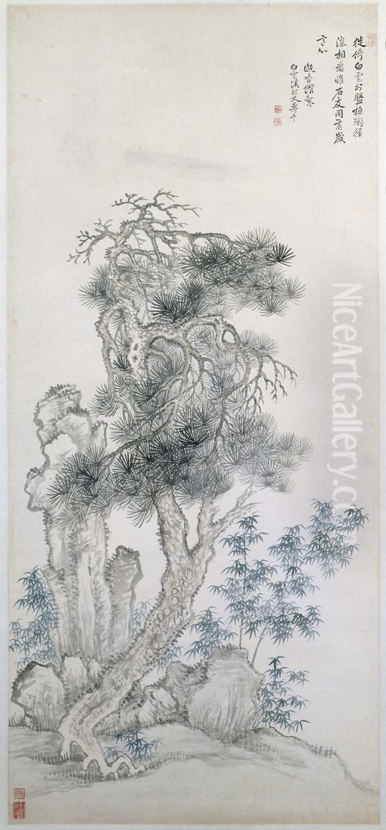 <<yun shou ping song zhu tu zhou>> Oil Painting by Yun Shouping