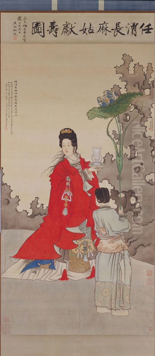 <<ren xiong ma gu xian shou tu zhou>> Oil Painting by Ren Xiong