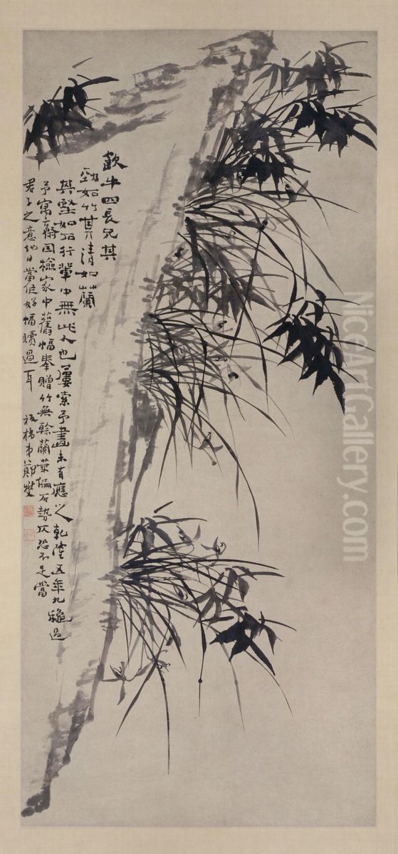 <<zheng xie mo bi zhu shi tu zhou>> Oil Painting by Zheng Xie