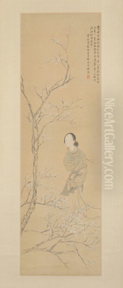 <<ren xiong shi nu xiao xian tu zhou>> Oil Painting by Ren Xiong