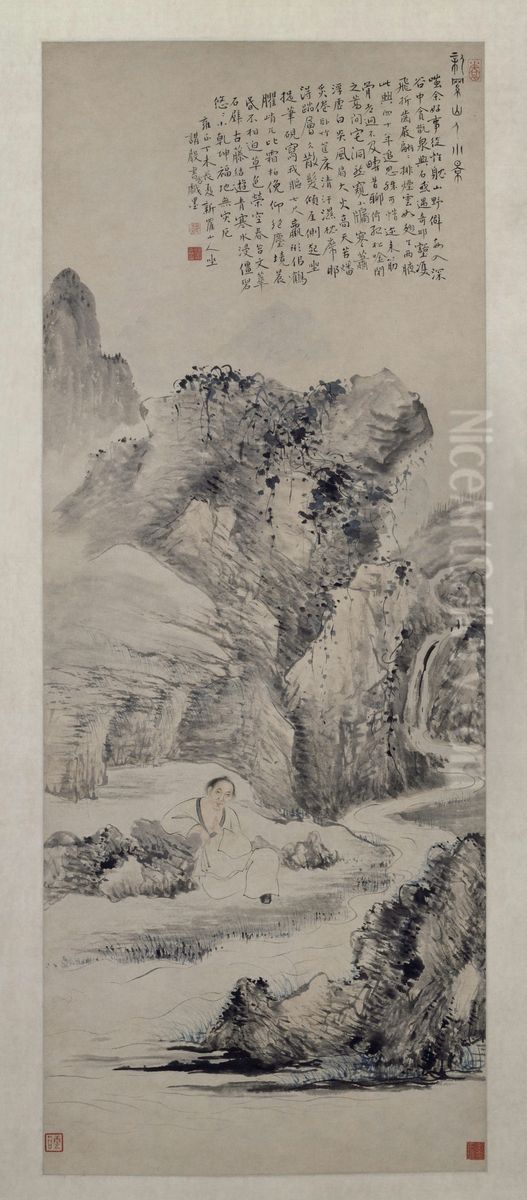 <<hua yan zi hua xiang tu zhou>> Oil Painting by Hua Yan